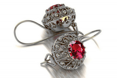 Vintage silver 925 Alexandrite Ruby Emerald Sapphire Aquamarine Zircon ... earrings vec002s