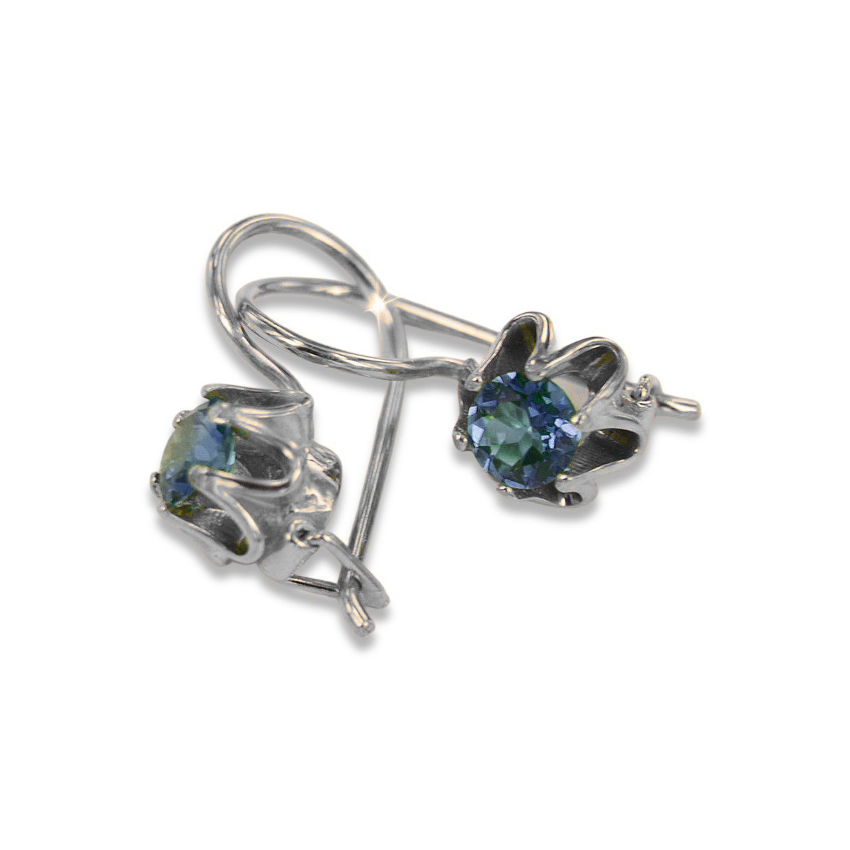 Vintage silver 925 Alexandrite Ruby Emerald Sapphire Aquamarine Zircon ... earrings vec013s