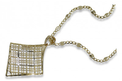 Italian 14k Gold 585 modern pendant & Snake chain cpn039yw&cc077y