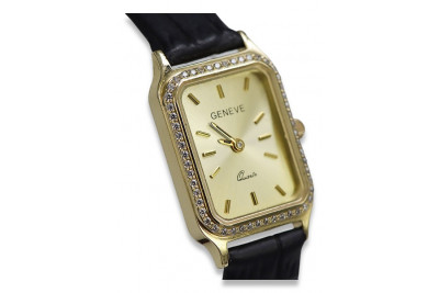 Italiană galben 14k 585 doamnă de aur Geneve ceas lw055y