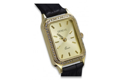 Италиански жълт 14k 585 злато дама Geneve часовник lw055y