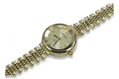 Италиански жълт 14k 585 злато дама Geneve часовник lw068y