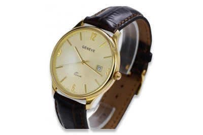 Reloj italiano Geneve para hombre de oro amarillo de 14k mw017y