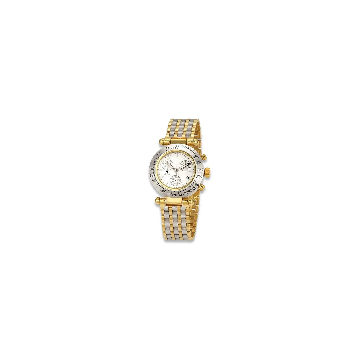 Италиански жълт златен мъжки часовник Geneve mw068y