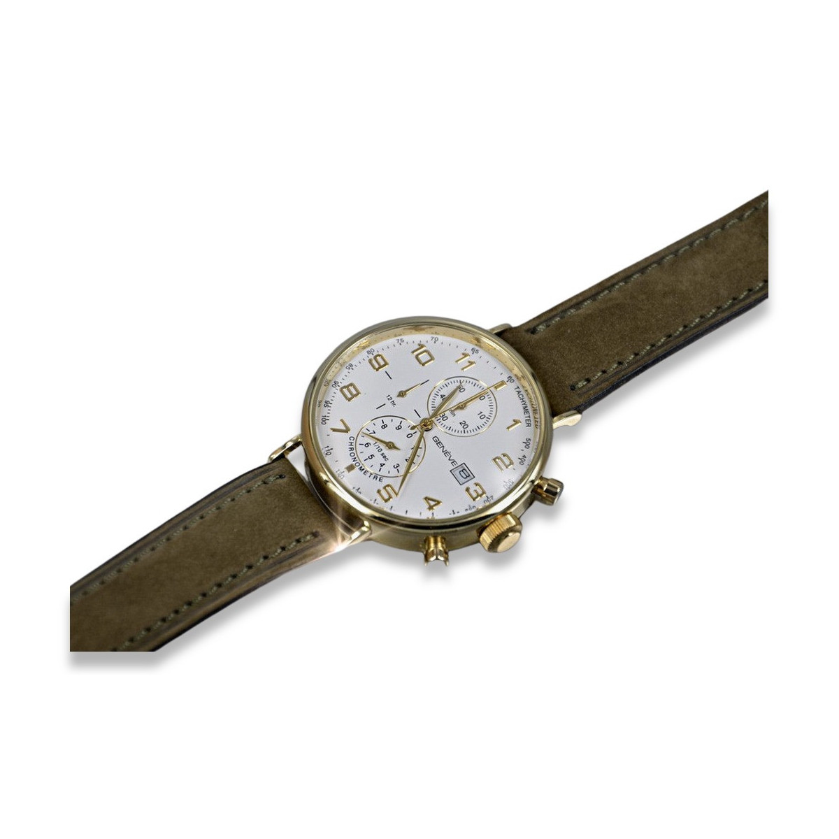 Prześliczny 14k złoty męski zegarek Geneve mw053y