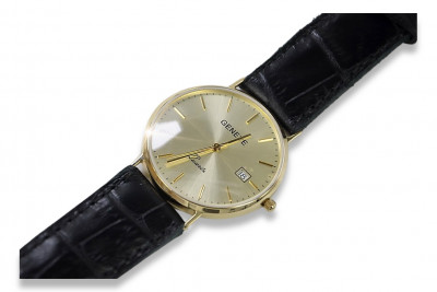 Италиански жълт 14k златен мъжки часовник Geneve mw006y