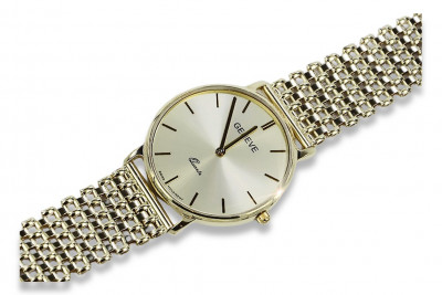 Жълт 14k 585 златен мъжки часовник Geneve mw004ydw&mbw004y