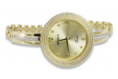 Итальянский желтый Русский золото женские часы Geneve Lady Gift lw113y