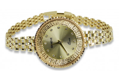 Италиански жълто злато дама часовник Geneve Lady подарък lw116y