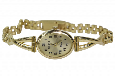 Италиански жълто злато дама часовник Geneve Lady подарък lw089y