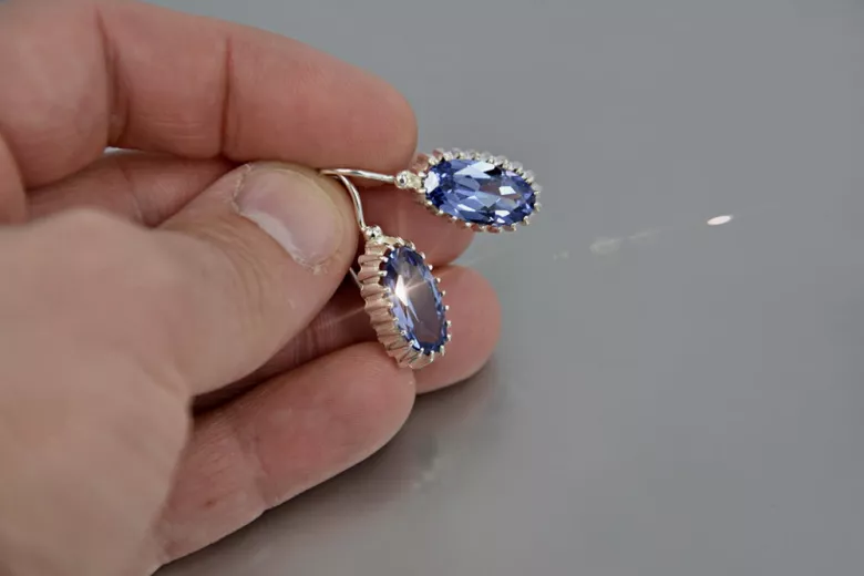 Vintage silver rose gold plated 925 Alexandrite Ruby Emerald Sapphire Aquamarine Zircon ... earrings vec047sgp