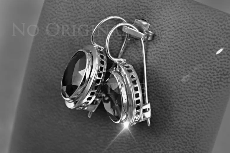 Vintage silver 925 Alexandrite Ruby Emerald Sapphire Aquamarine Zircon ... earrings vec114s