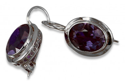 copy of Russian Soviet silver rose gold plated 925 Alexandrite Ruby Emerald Sapphire Aquamarine Zircon ... earrings vec114sgp