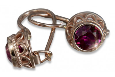 Russian Soviet silver rose gold plated 925 Alexandrite Ruby Emerald Sapphire Aquamarine Zircon ... earrings vec117rp