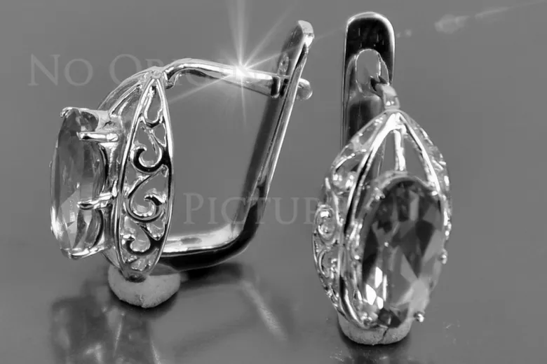 Vintage silver 925 Alexandrite Ruby Emerald Sapphire Aquamarine Zircon ... earrings vec141sgp