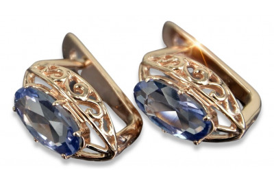Russian Soviet silver rose gold plated 925 Alexandrite Ruby Emerald Sapphire Aquamarine Zircon ... earrings vec141rp