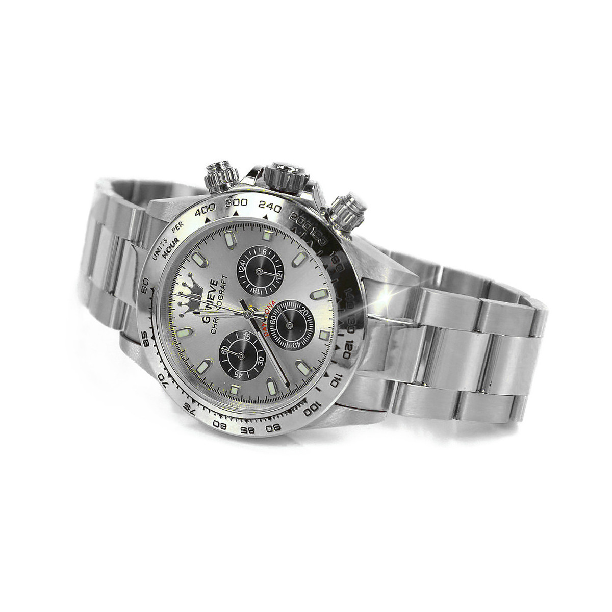 Италиански бял 14k 585 златен мъжки часовник Geneve ръчен часовник mw014w