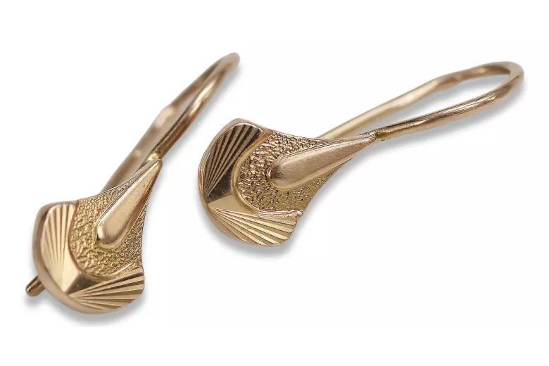 "Charmante 14k 585 Gold Vintage Blatt Ohrringe im Rosaton, Keine Steine" ven112