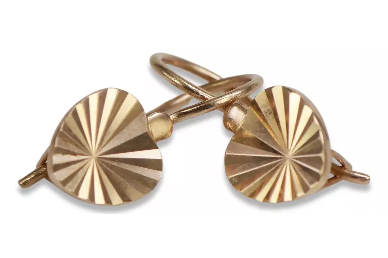 "Boucles d'oreilles feuille d'Or rose 14 carats 585, Vintage sans pierres" ven113