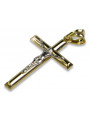 Antikes Rosenpink Italienisches Katholisches Kreuz in 14k Gelb- & Weißgold ctc001yw