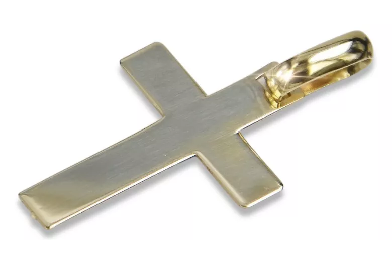 "Exquisites 14K Gelb- & Weißgold Italienisches Katholisches Jesus-Kreuz" ctc007yw