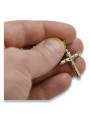 Antikes 14 Karat Weißgold Italienisches Rosenrosa Katholisches Jesus Kreuz ctc015w