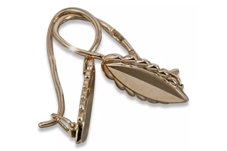 "Original Vintage 14K Rose Gold Leaf Design Earrings Without Stones"  ven078