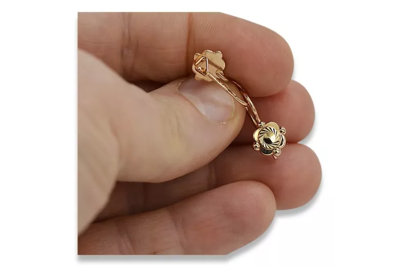 "Or rose 14 carats vintage d'origin 585 - Boucles d'oreilles feuille sans pierres" ven082