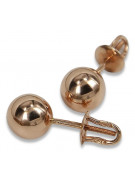 "Vintage-Design 14k 585 Roségold Ball Ohrringe, Keine Steine" ven085