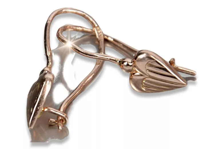Charmante Originales Vintage-Roségold aus 14k 585 Gold Vintage Herz Ohrringe ohne Steine ven090