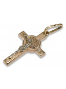 Krzyż Katolicki z czerwonego różowego złota14k 585 z Jezusem ctc021rw