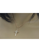 Złoty krzyż Katolicki 14k 585 zawieszka krzyżyk z Jezusem czerwone różowego białe złoto ctc024rw