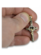 Antyczny różowo-złoty krzyż katolicki z 14k czerwonego złota ctc089r