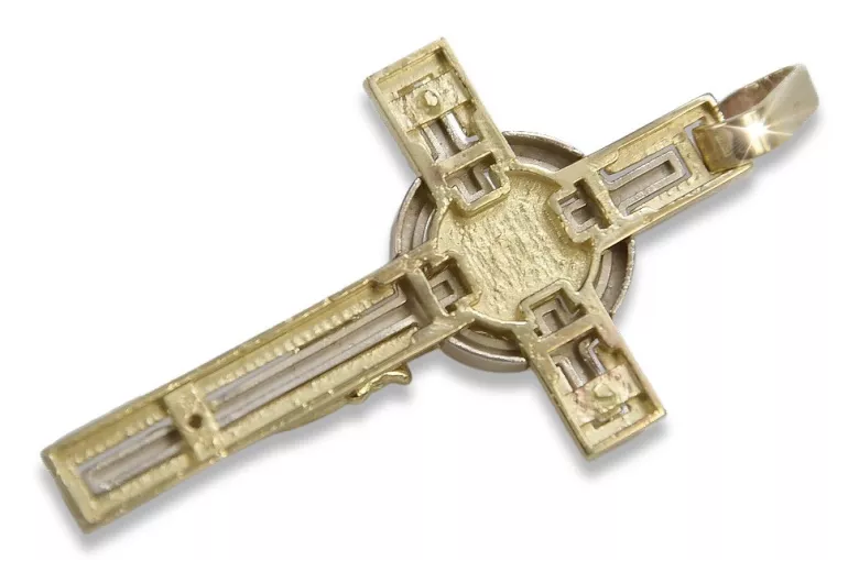 Katolicki krzyż z 14k żółtego białego złota pochodzącego z Włoch ctc049wy