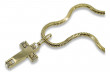 Amarillo 14k oro cruz católica cadena de serpiente ctc025yw &cc020y