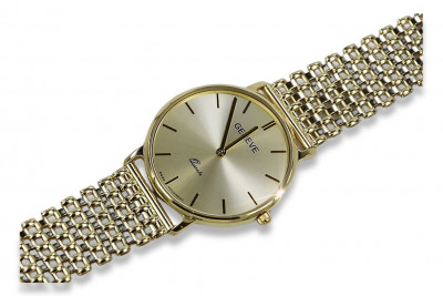 Жълт 14k 585 златен мъжки часовник Geneve mw004y&mbw004y