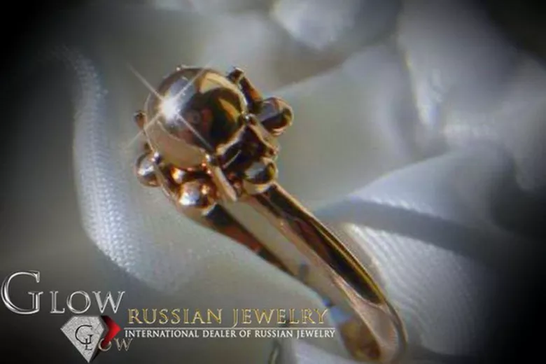 Русский Советский розовый розовый 14k 585 золото Винтажное кольцо vrn018