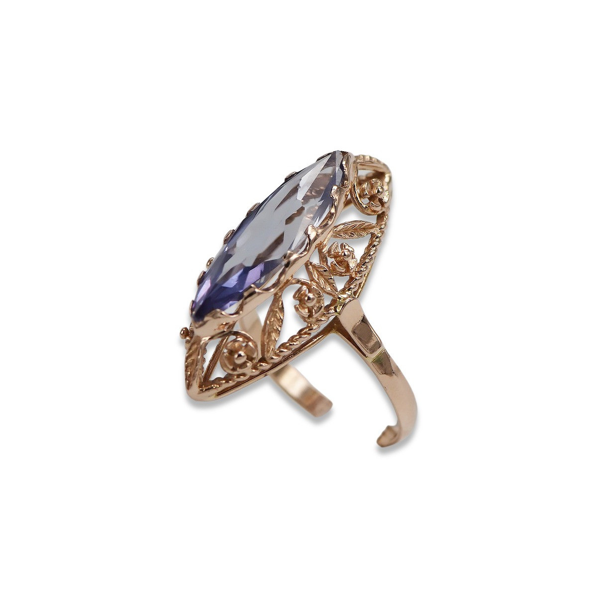 Russian Soviet rose 14k 585 gold Alexandrite Ruby Emerald Sapphire Zircon ring  vrc005