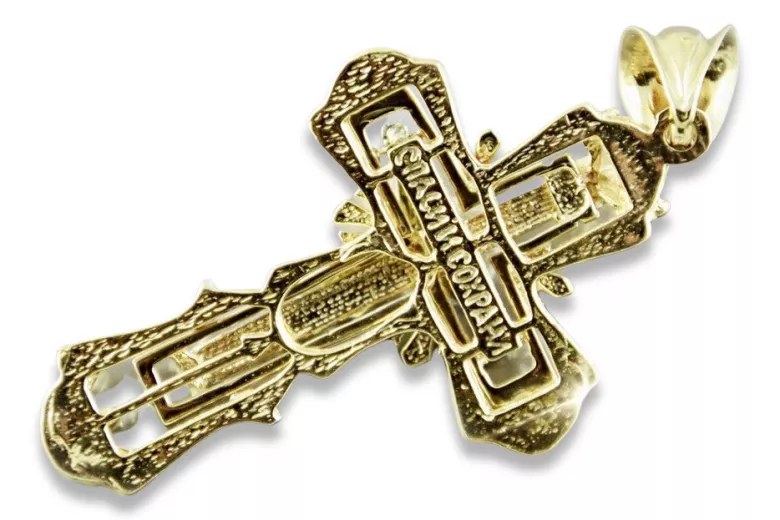 Italienisches 14K Gelb- & Weißgold Orthodoxes Kreuz OC010YW - Ausgezeichnetes Frauengeschenk Man!!!