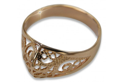 Exquisites 14k Originales Vintage-Roségold Ring ohne Steine vrn062
