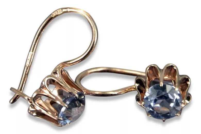 Vintage rose pink 14k 585 gold earrings vec092 alexandrite ruby emerald sapphire ...