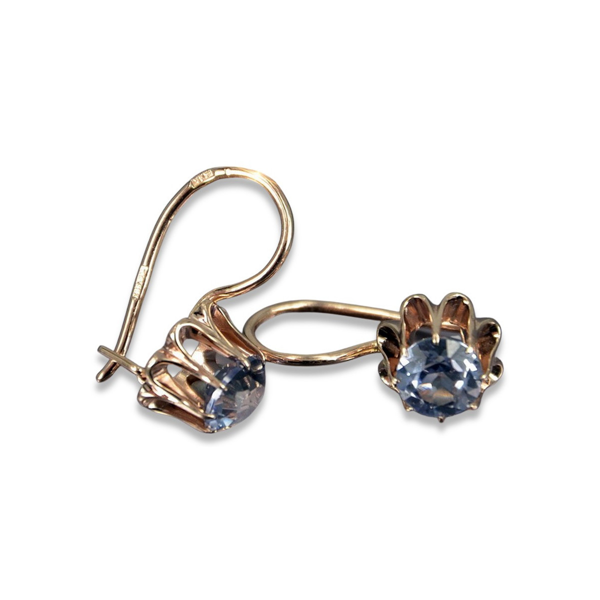 Vintage rose pink 14k 585 gold earrings vec092 alexandrite ruby emerald sapphire ...