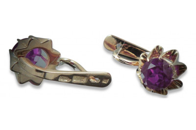 ve039s Russian Soviet Alexandrite Ruby Emerald & other Corundum silver earrings 