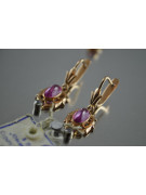 Vintage rose pink 14k 585 gold earrings vec038 alexandrite ruby emerald sapphire ...