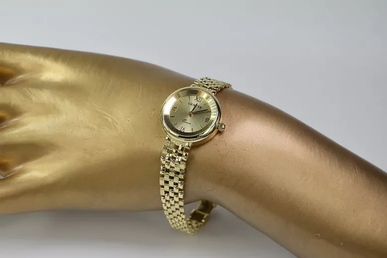 Prześliczny 14k 585 złoty damski zegarek Geneve lw007y