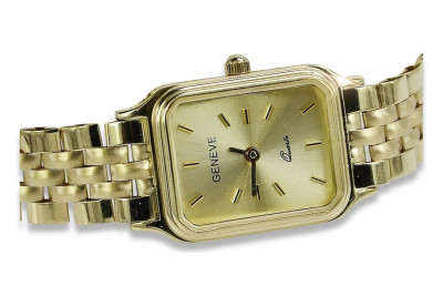 Жовтий 14k 585 золотий наручний годинник Lady Geneve lw023y&lbw008y