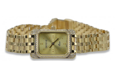 Amarillo 14k 585 oro Lady Geneve reloj de pulsera lw054ydg y lbw007y