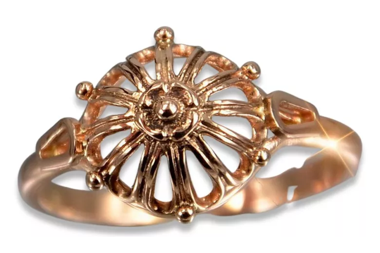 Radziecki 14k 585 złoty Rosyjski pierścionek z różowego złota vrn179