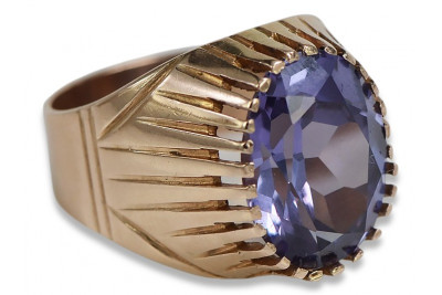 Vintage Rose Gold Ring 14K Alexandrite Ruby Emerald Sapphire Zircon 585 vrc048