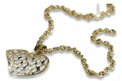 Italian 14k gold modern heart pendant with snake chain cpn023yw&cc074y